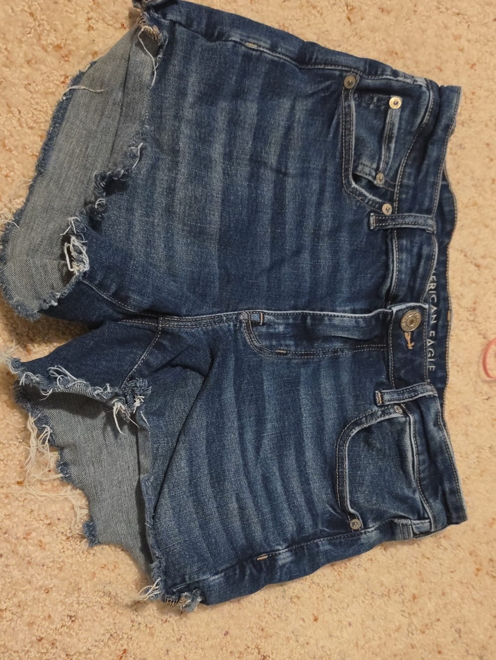 American Eagle Outfitters Women's Dark Blue Denim Cutoff Shorts
